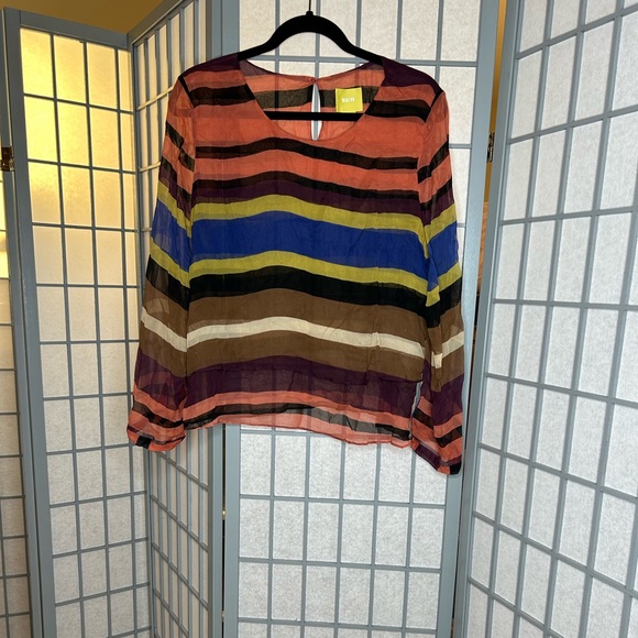 Anthropologie Tops - Anthropologie Maeve Multicolor Striped Silk Blouse